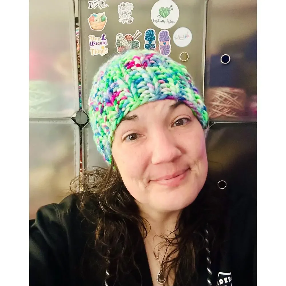 Hand Knit Merino Wool Beanie: DefiKnitly Tasteful Knit Hat with Faux Fur Pom